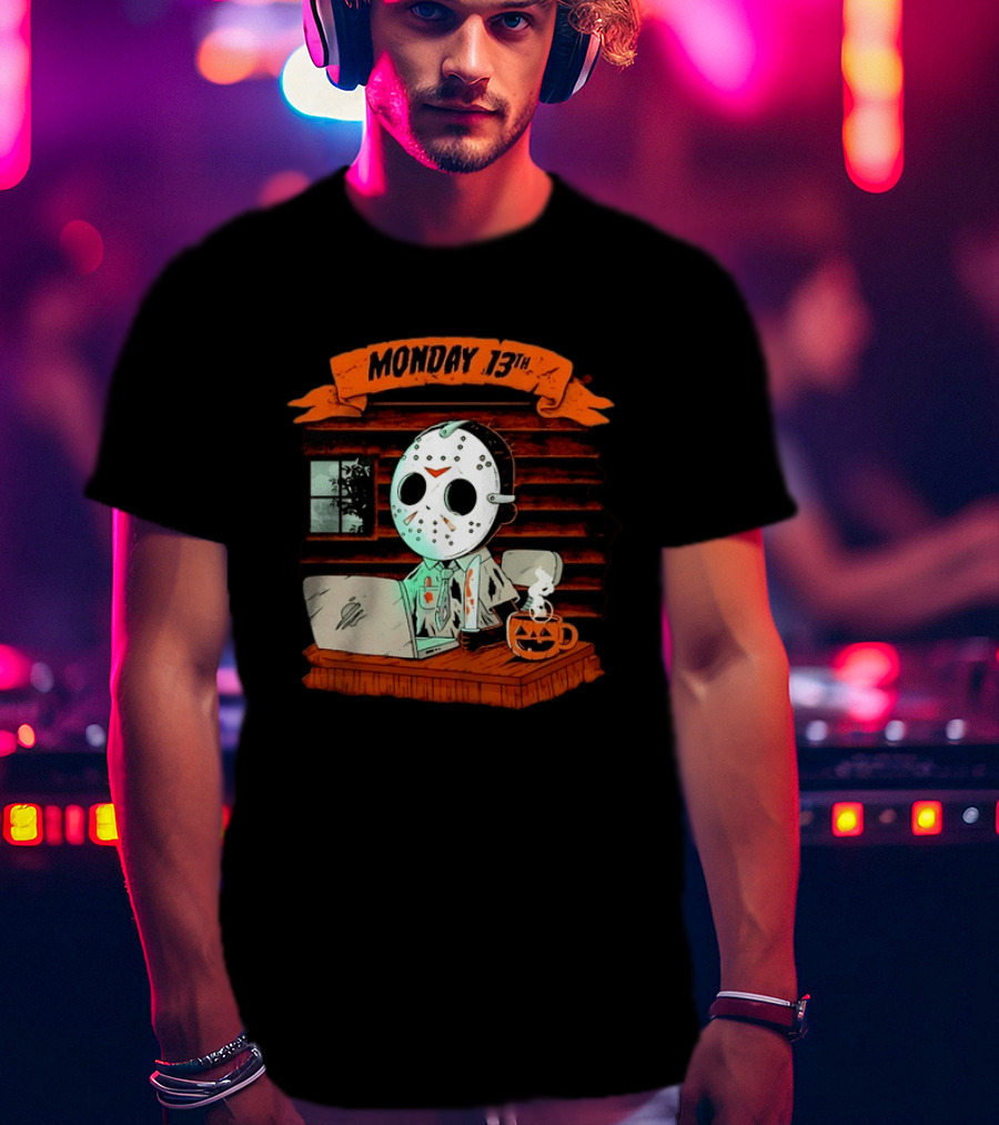 Jason Voorhees Monday 13th Office Work Halloween Horror Movie T-Shirt