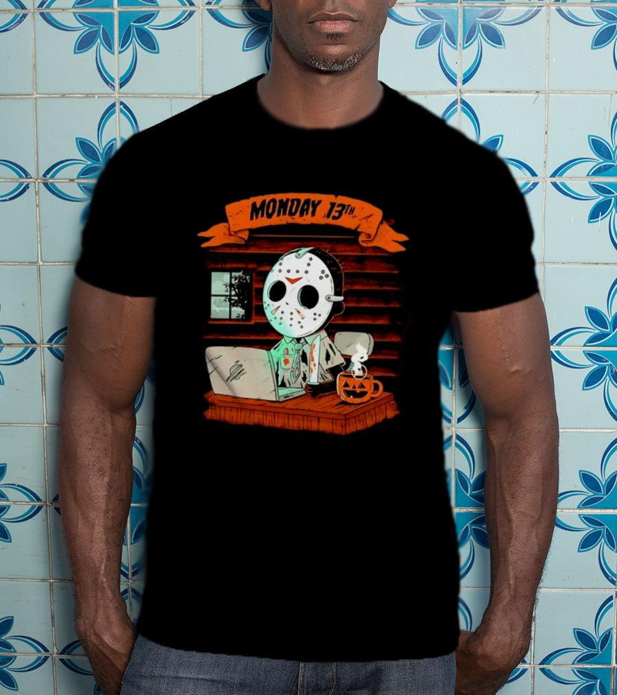 Jason Voorhees Monday 13th Office Work Halloween Horror Movie T-Shirt