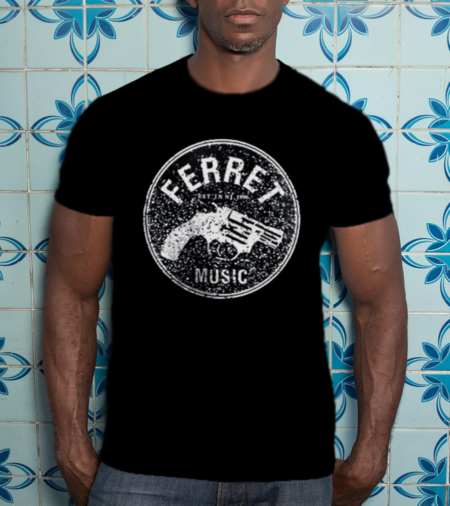 Ferret Music Est NJ 1996 Gun Graphic Circle T-Shirt