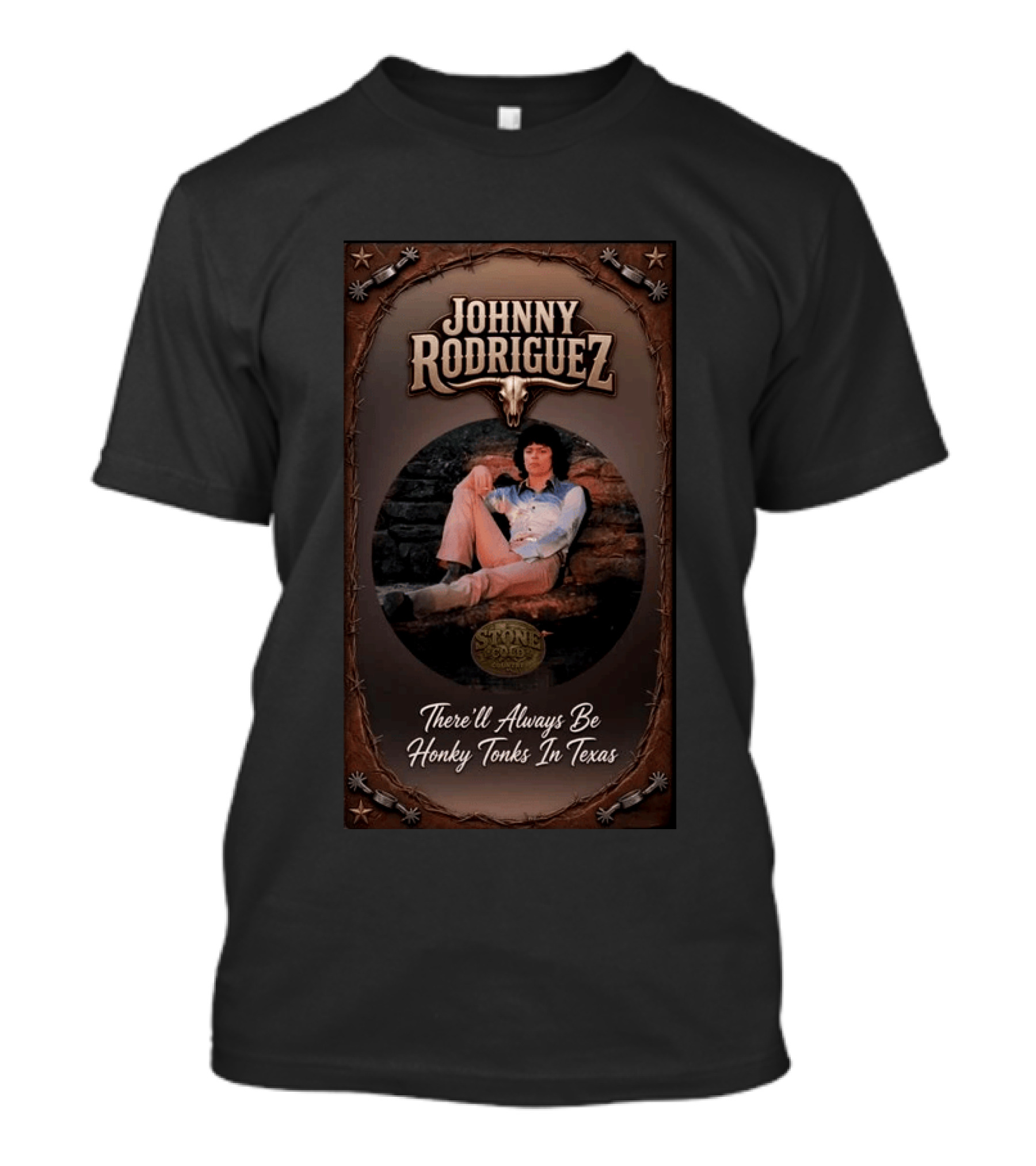 Johnny Rodriguez Cowboy Style Texas Honky Tonks Music Stone Pony T-Shirt