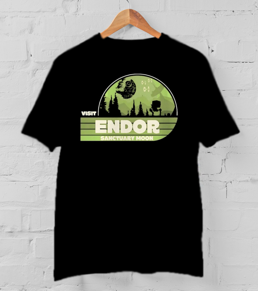 Visit Endor Sanctuary Moon Star Wars Retro Sci Fi Scene T-Shirt