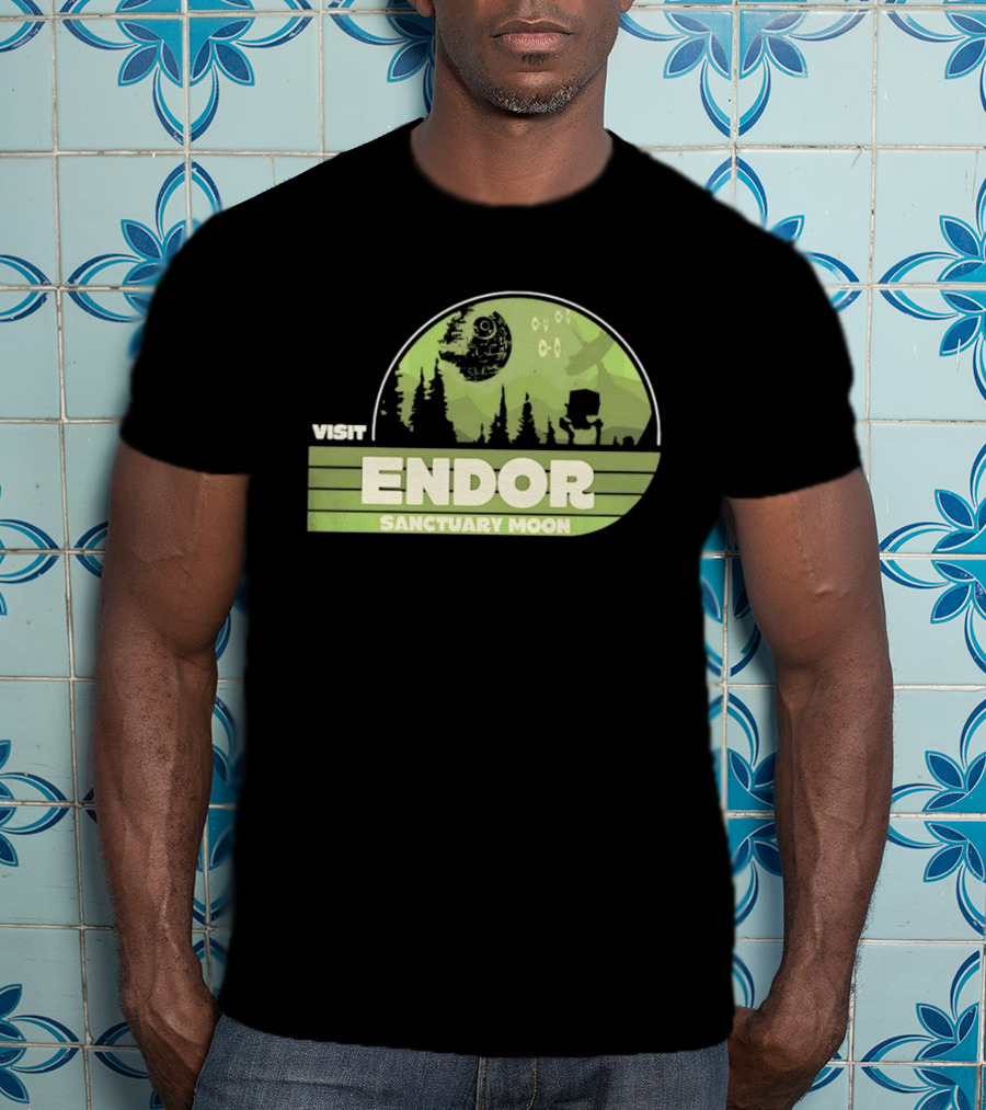Visit Endor Sanctuary Moon Star Wars Retro Sci Fi Scene T-Shirt