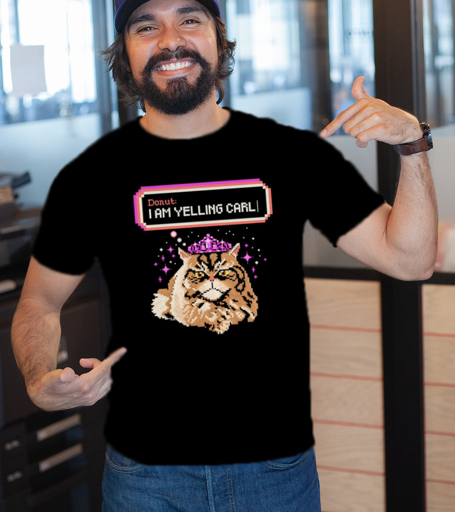 Donut The Cat I Am Yelling Carl Pixel Art Meme T-Shirt
