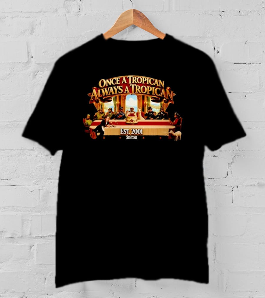 Once A Tropican Always A Tropican Tropico Est 2001 Vintage Table Gathering Scene T-Shirt
