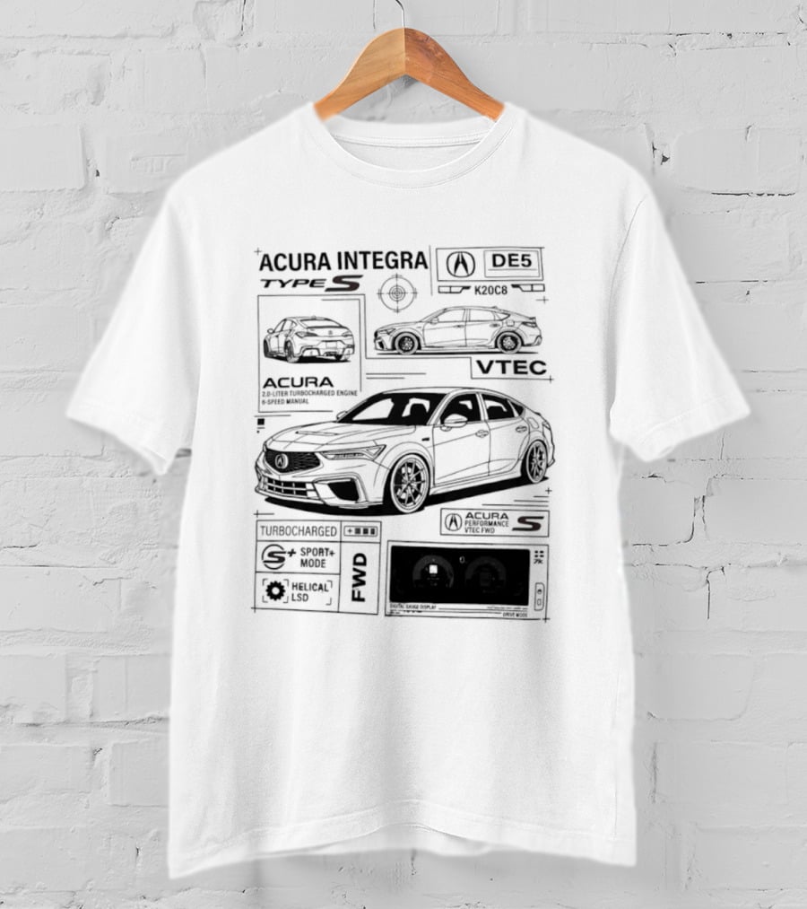 Acura Integra Type S Technical Blueprint T-Shirt