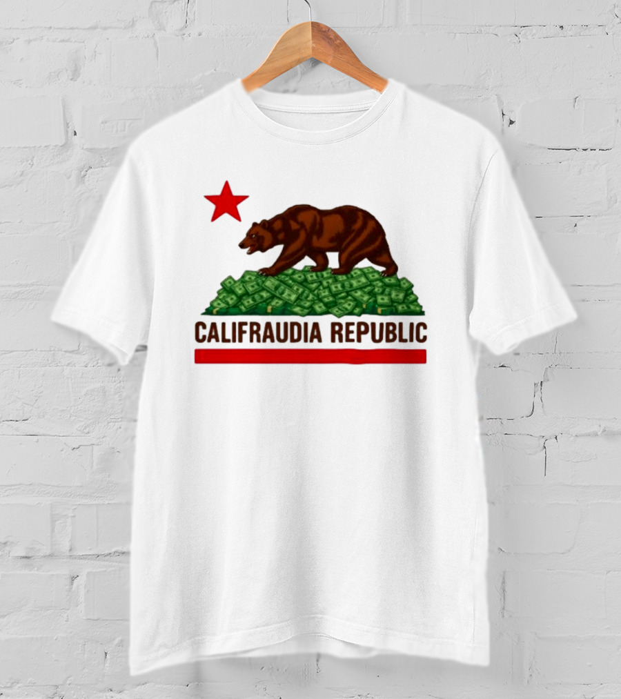 CalifraudIA Republic Bear On Money With Red Star T-Shirt