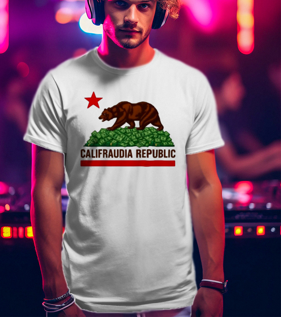CalifraudIA Republic Bear On Money With Red Star T-Shirt