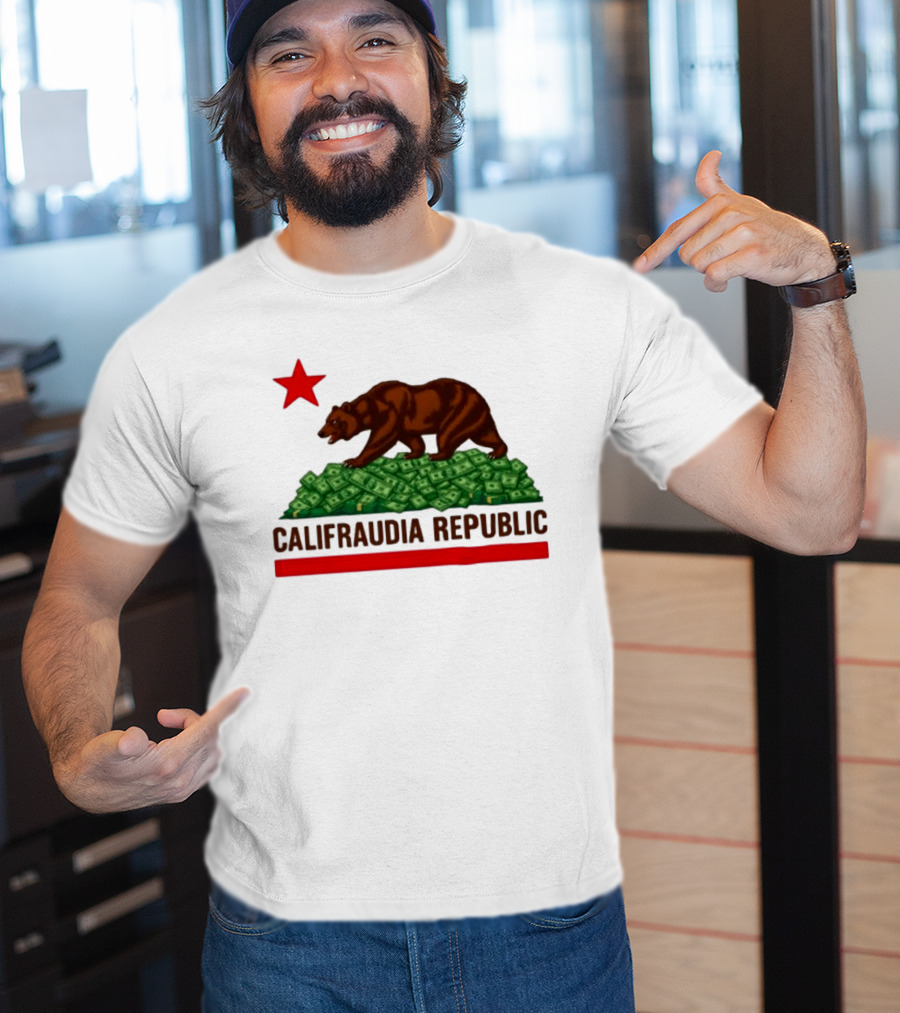 CalifraudIA Republic Bear On Money With Red Star T-Shirt