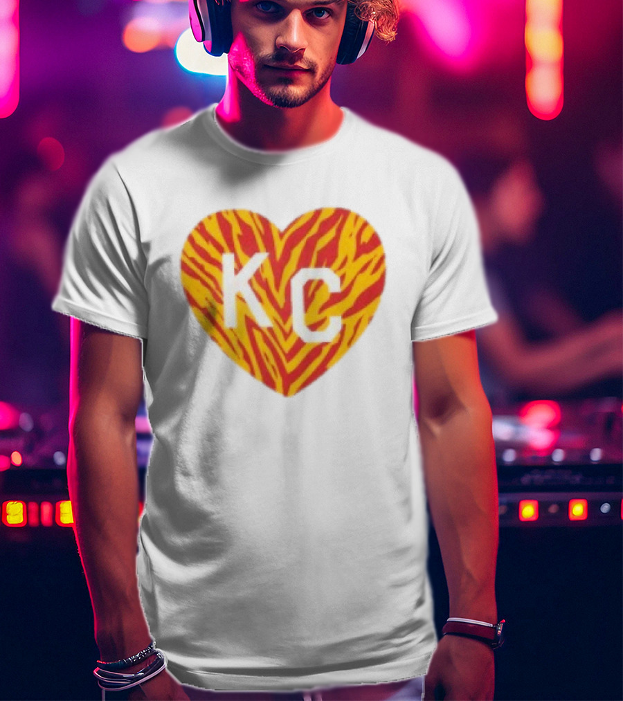 Made In KC Red Yellow Stripes Heart Charlie Hustle T-Shirt