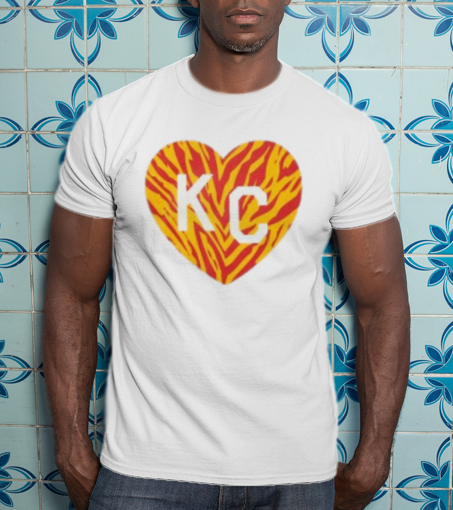 Made In KC Red Yellow Stripes Heart Charlie Hustle T-Shirt