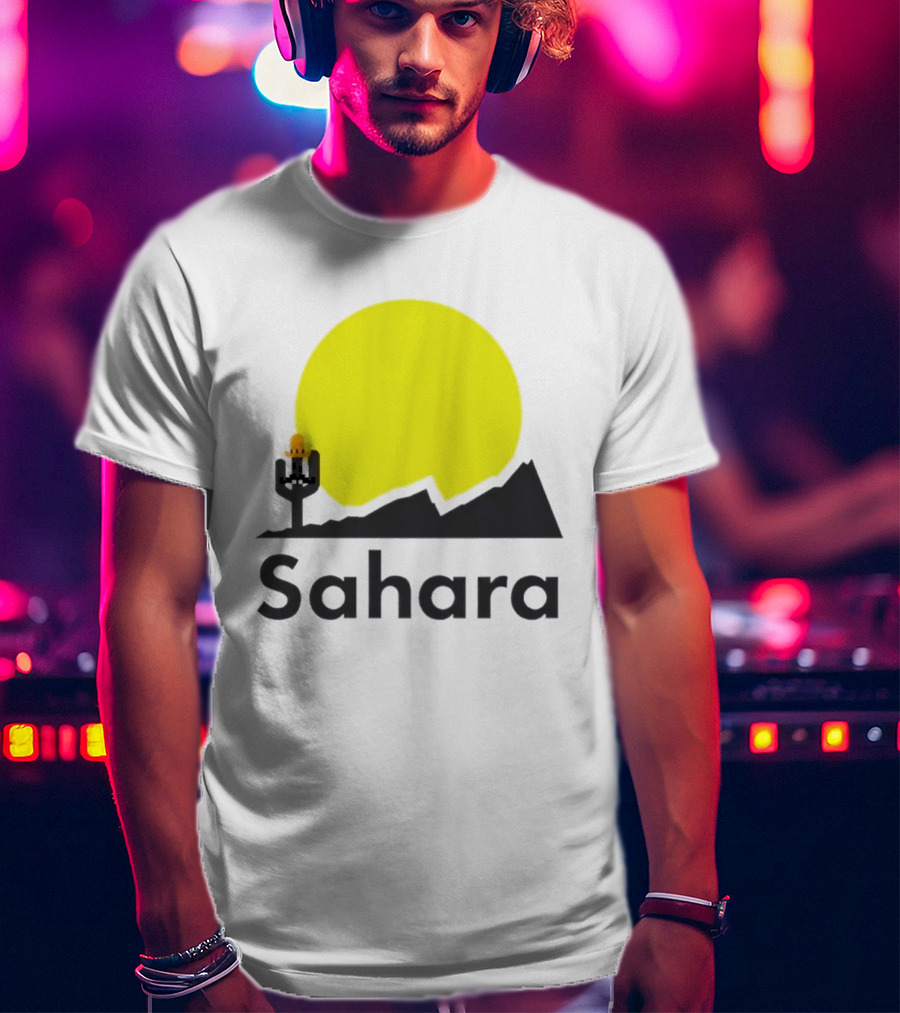 Sahara Desert Cactus Pixel Art With Sombrero Sunset Scene T-Shirt