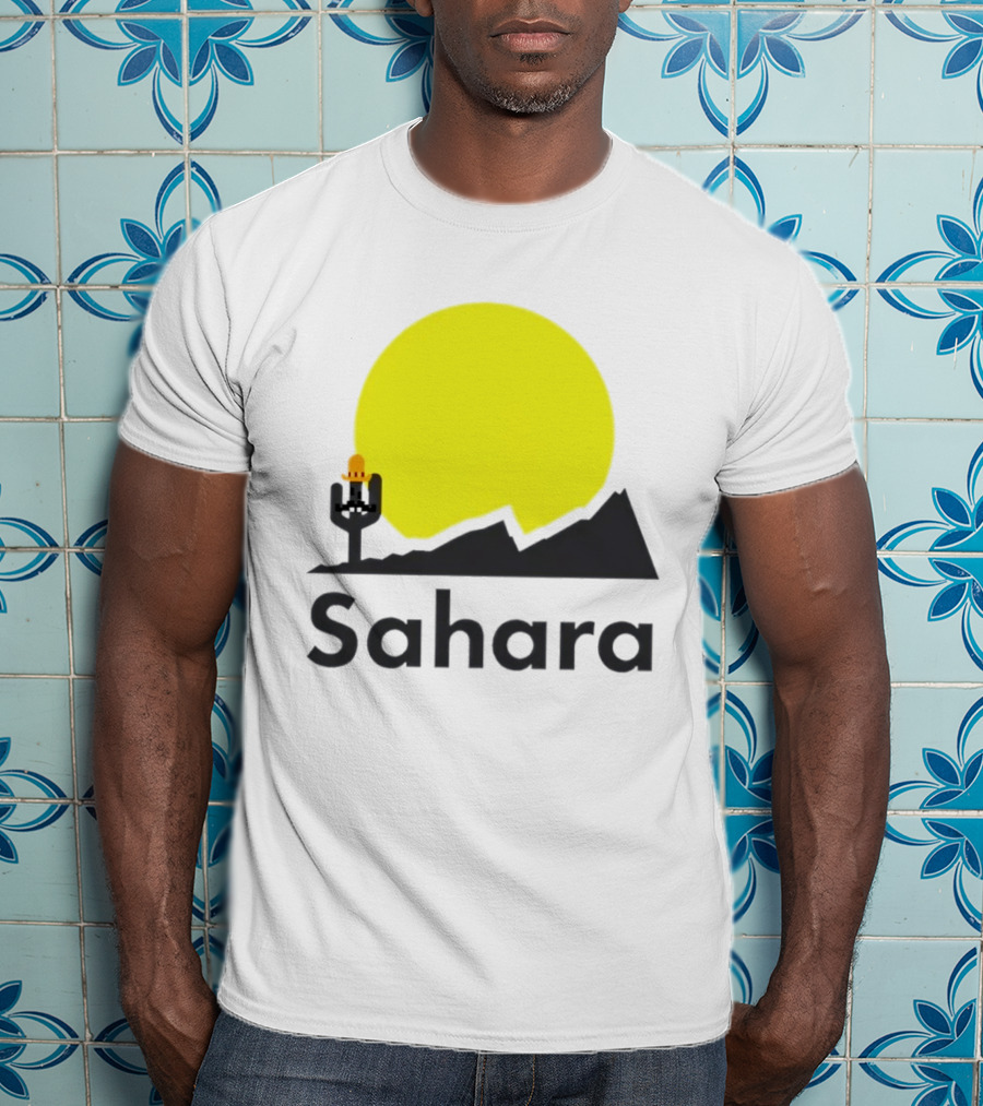 Sahara Desert Cactus Pixel Art With Sombrero Sunset Scene T-Shirt