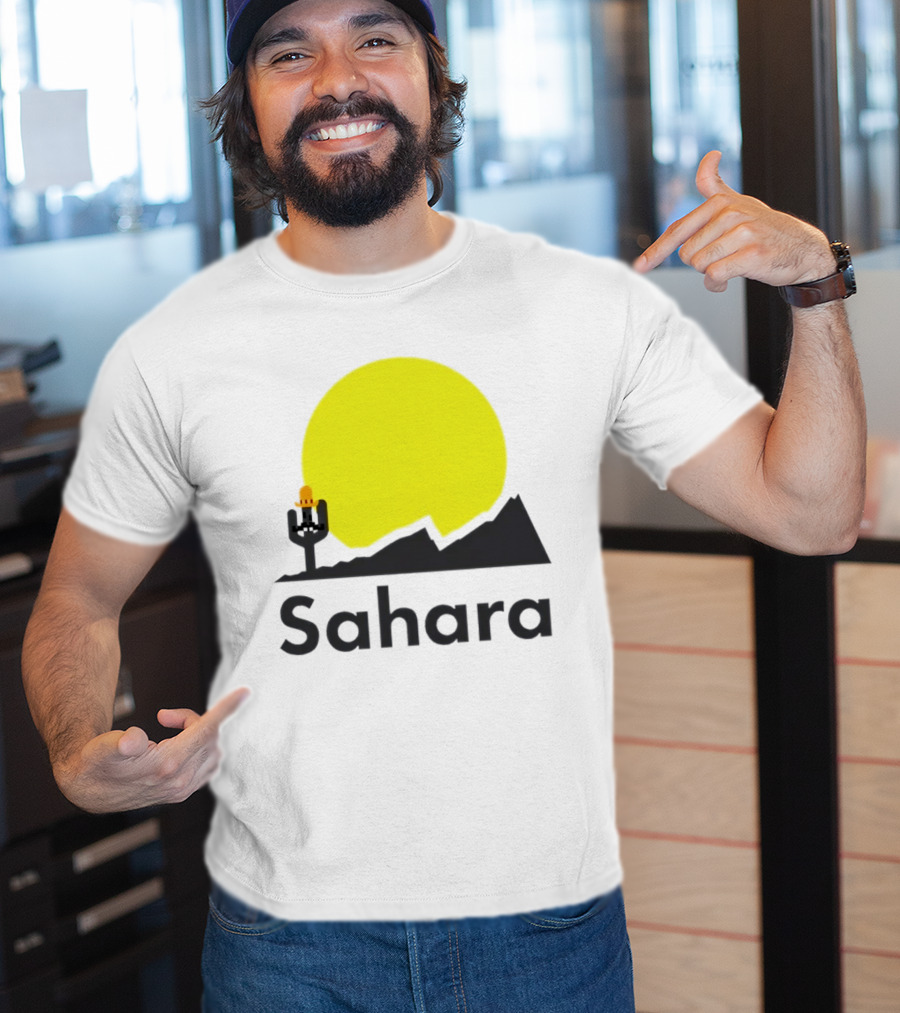 Sahara Desert Cactus Pixel Art With Sombrero Sunset Scene T-Shirt
