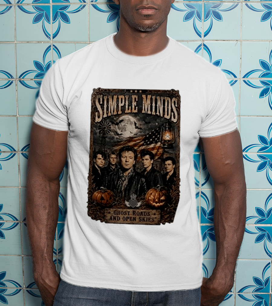 Simple Minds Band Ghost Roads And Open Skies Vintage American Flag T-Shirt