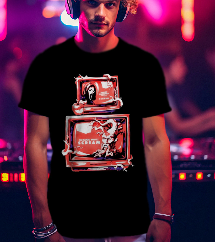 Angry Orchard Hard Cider So Good You'll Scream Retro TV Horror T-Shirt