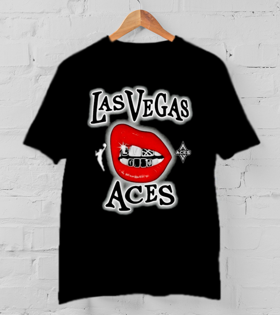 Las Vegas Aces Playa Society Lips WNBA Basketball T-Shirt