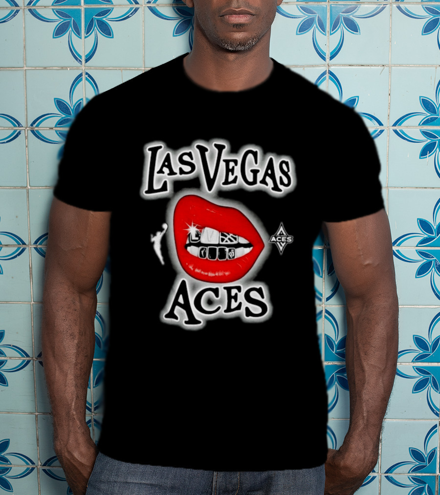 Las Vegas Aces Playa Society Lips WNBA Basketball T-Shirt