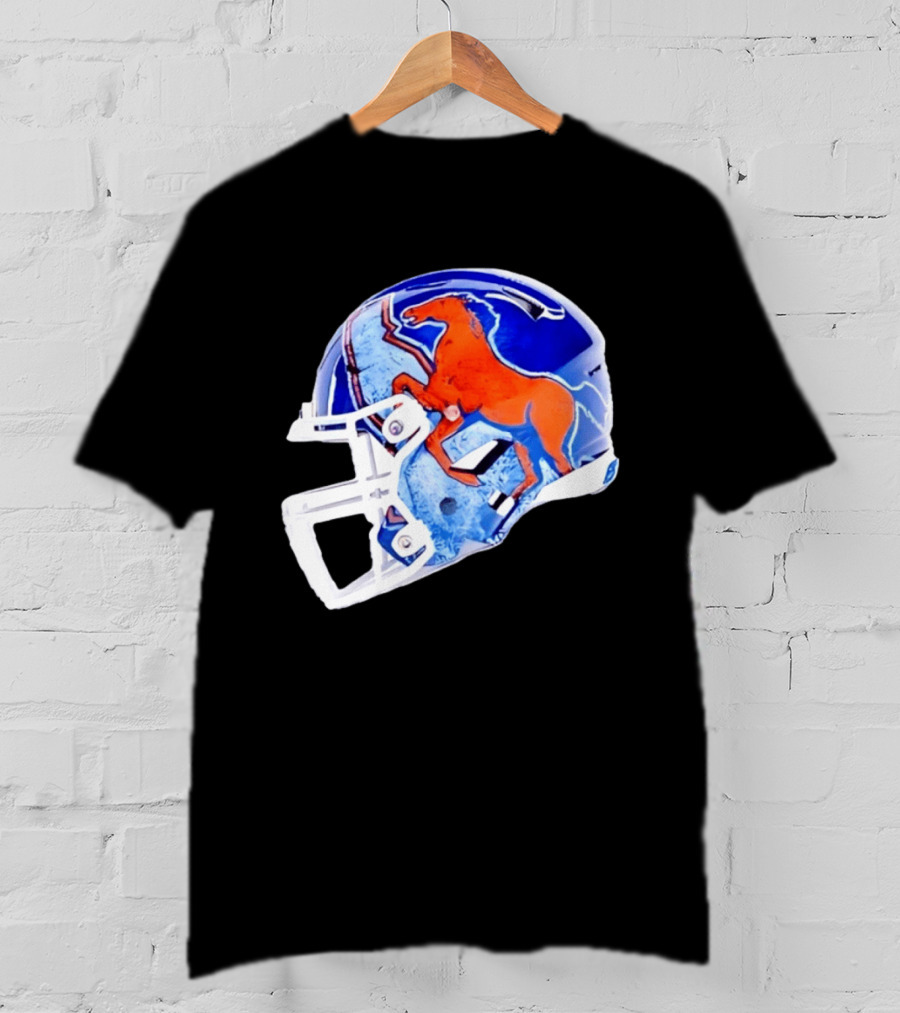 Denver Broncos Horse Helmet Blue And Orange NFL Team Gear T-Shirt