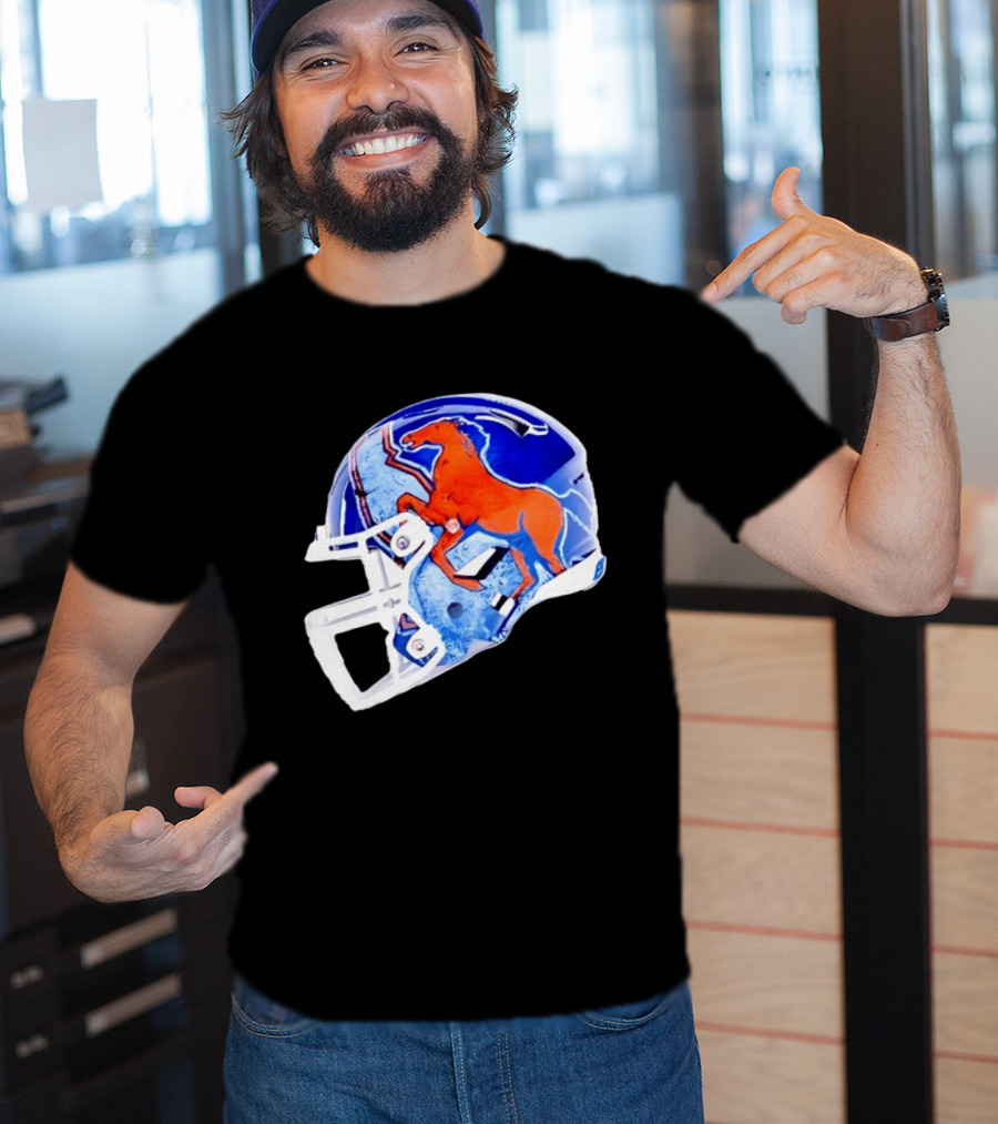 Denver Broncos Horse Helmet Blue And Orange NFL Team Gear T-Shirt