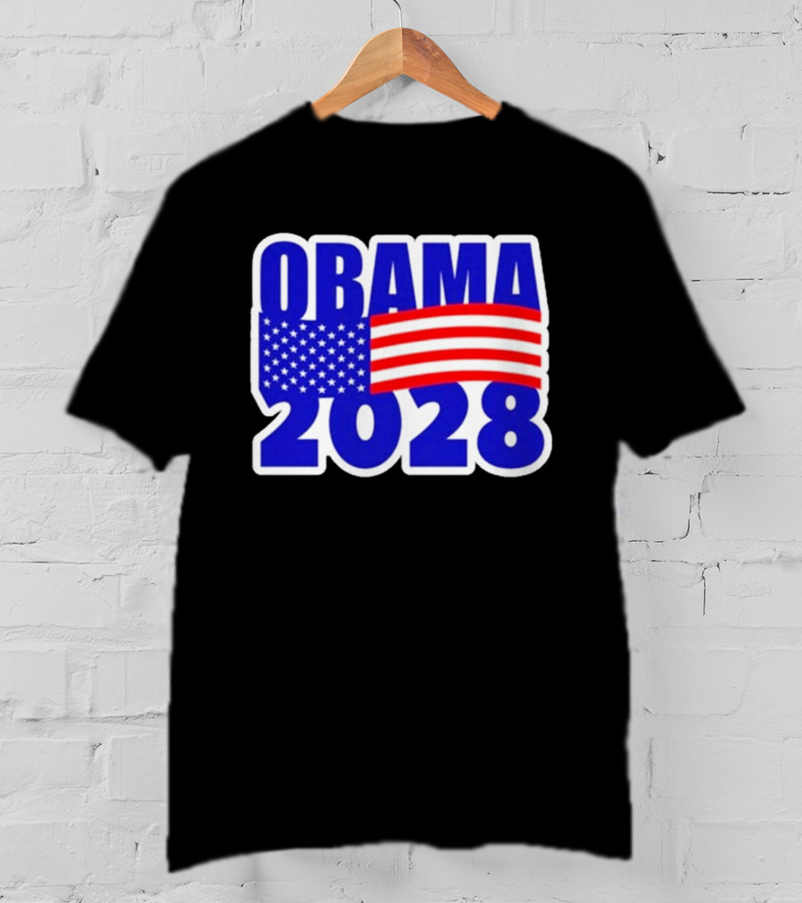 Obama 2028 American Flag Campaign T-Shirt