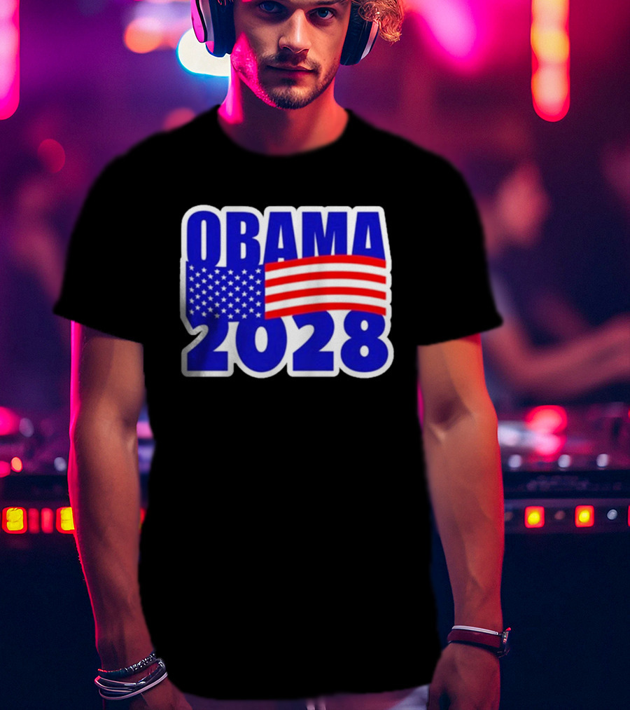 Obama 2028 American Flag Campaign T-Shirt