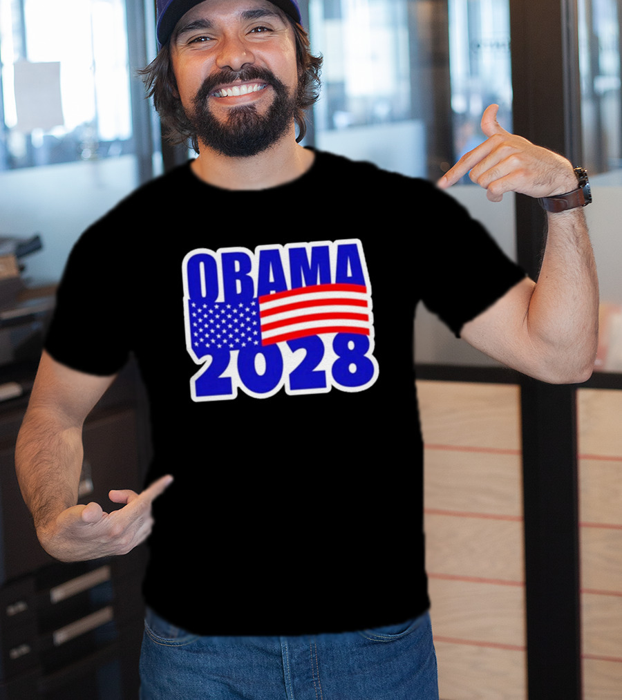 Obama 2028 American Flag Campaign T-Shirt