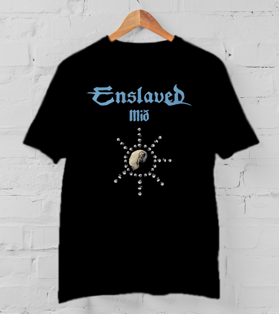 Enslaved Mið Sunburst Symbol Nordic Black Metal Band T-Shirt