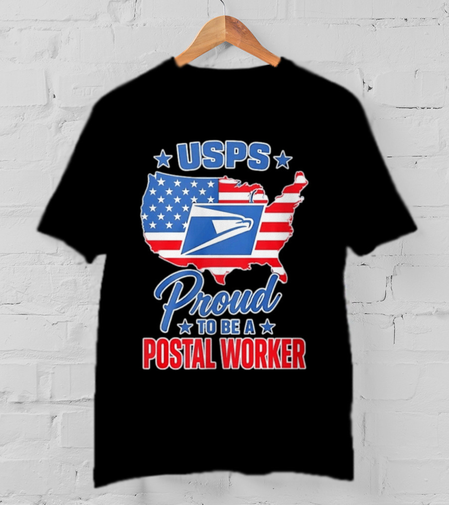 USPS Proud Postal Worker Mail Carrier USA Map T-Shirt