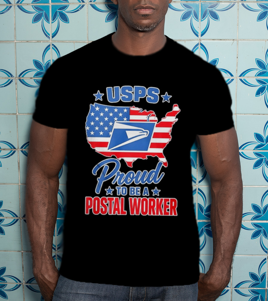 USPS Proud Postal Worker Mail Carrier USA Map T-Shirt