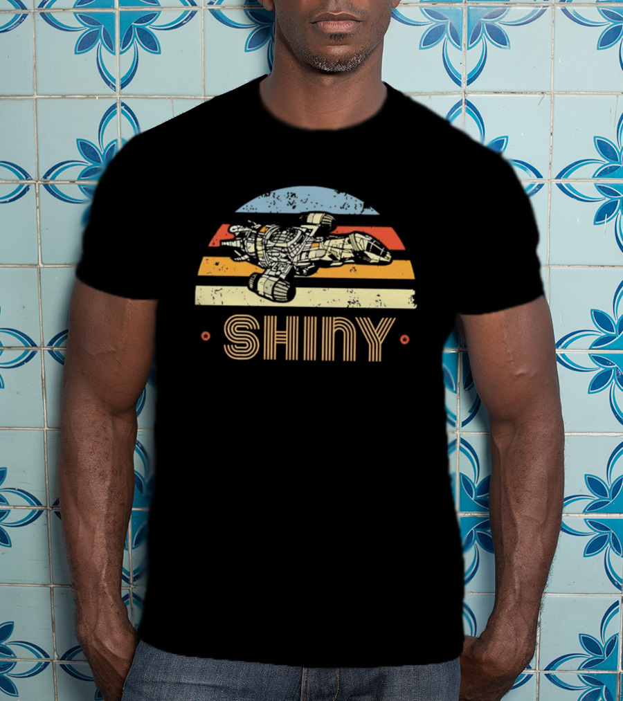 Firefly Serenity Shiny Sci Fi Spaceship Retro Stripes T-Shirt