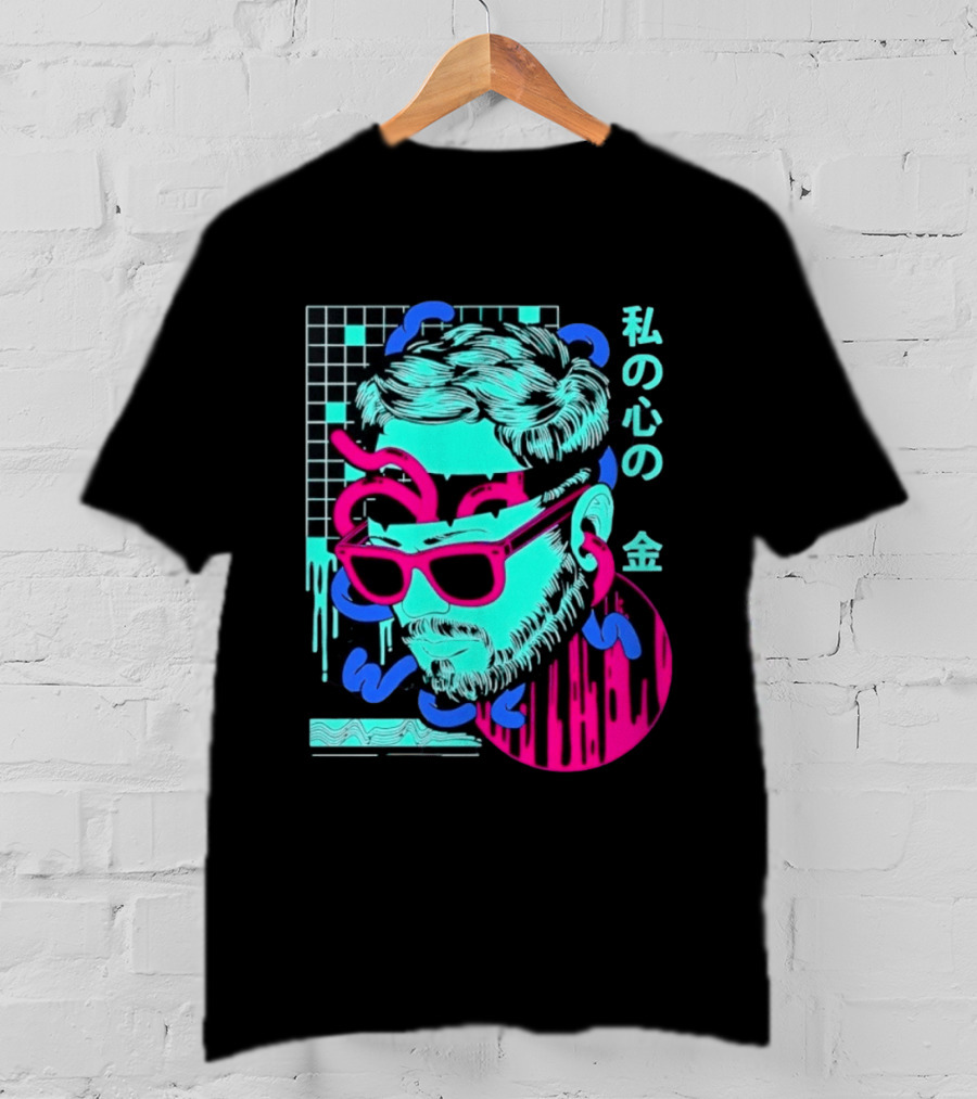 Vaporwave Aesthetic Japanese Text My Heart's Money Neon T-Shirt