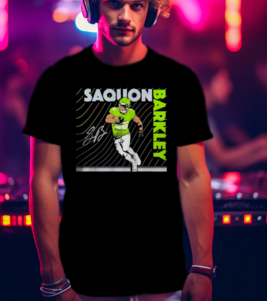 Saquon Barkley 26 Running Back Neon Green Philadelphia Eagles T-Shirt
