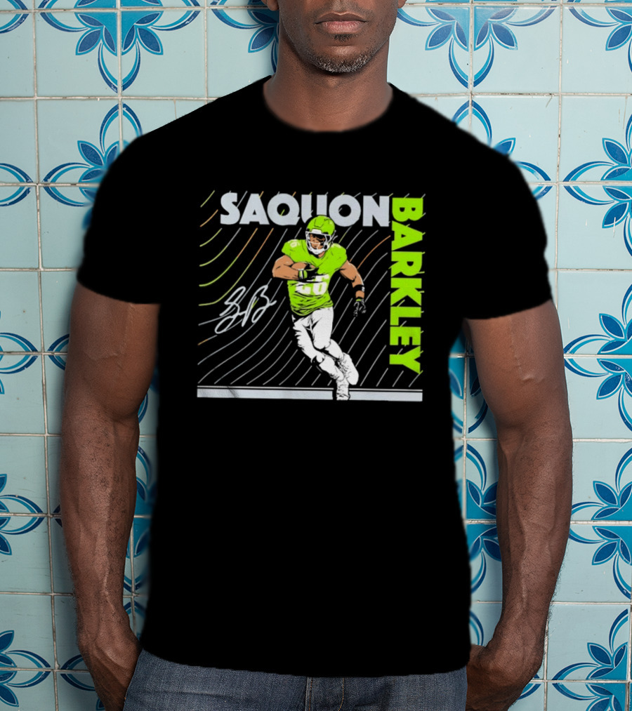 Saquon Barkley 26 Running Back Neon Green Philadelphia Eagles T-Shirt