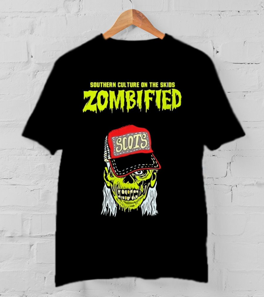 Southern Culture On The Skids Zombified Scots Skeleton With Red Cap T-Shirt