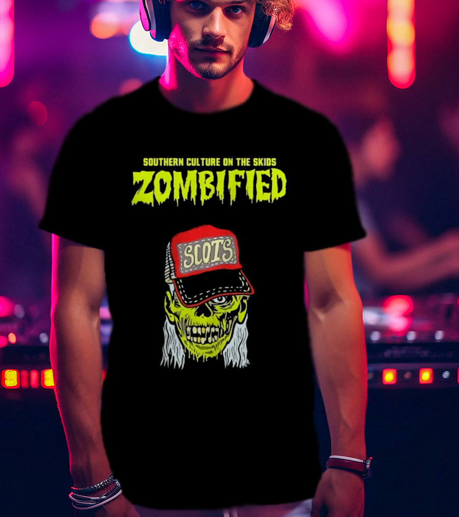 Southern Culture On The Skids Zombified Scots Skeleton With Red Cap T-Shirt