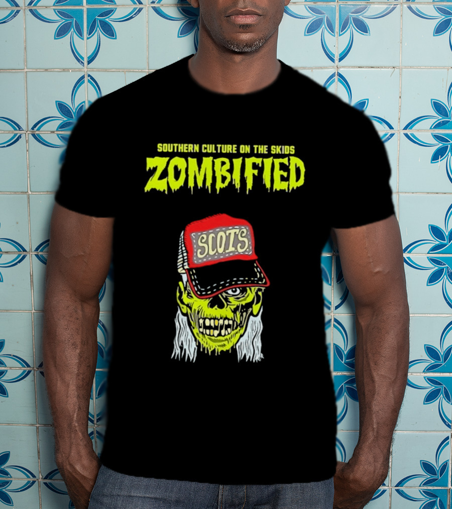 Southern Culture On The Skids Zombified Scots Skeleton With Red Cap T-Shirt