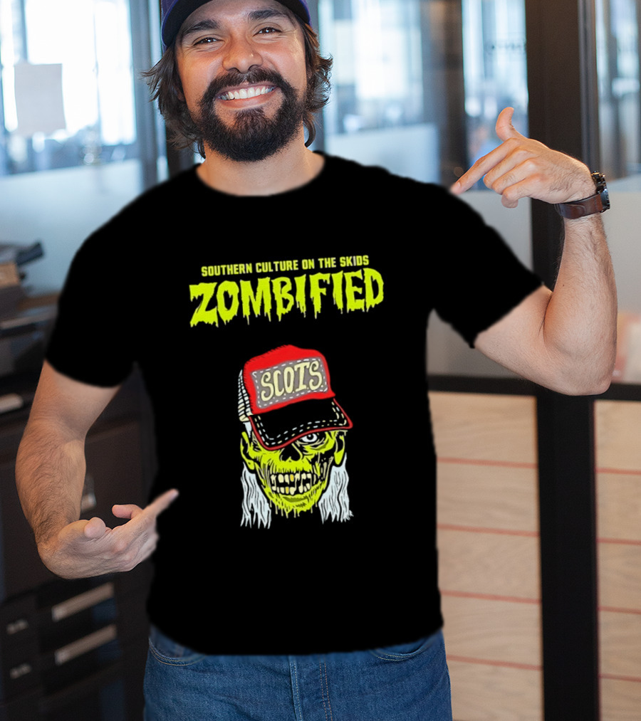 Southern Culture On The Skids Zombified Scots Skeleton With Red Cap T-Shirt
