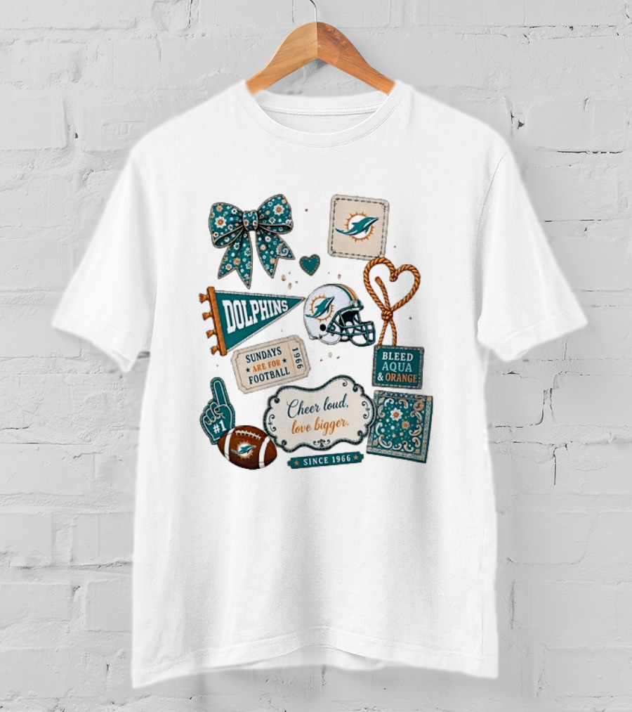 Miami Dolphins Cheer Loud Bleed Aqua Sundays Since 1966 T-Shirt
