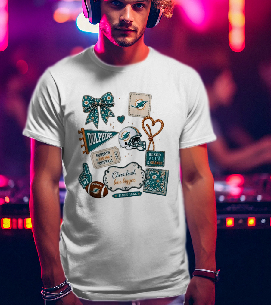 Miami Dolphins Cheer Loud Bleed Aqua Sundays Since 1966 T-Shirt