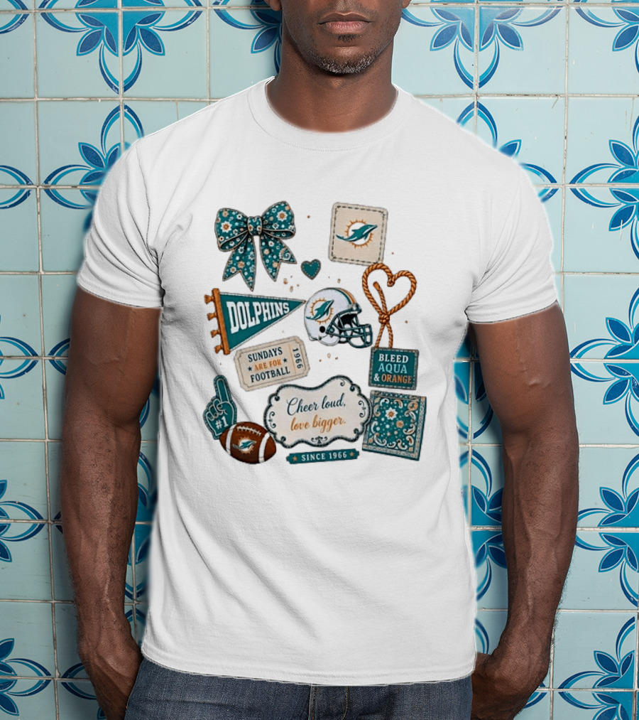 Miami Dolphins Cheer Loud Bleed Aqua Sundays Since 1966 T-Shirt