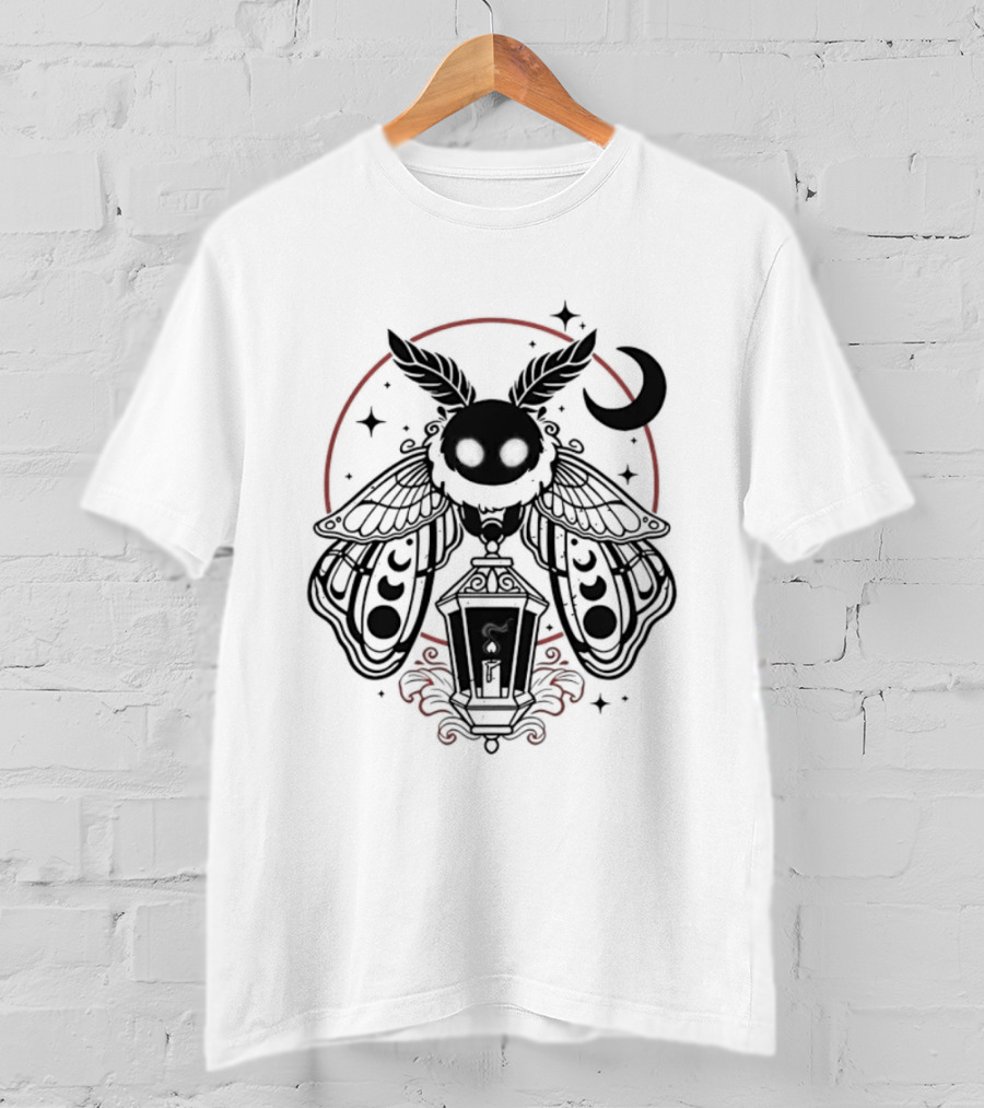 Moth Lantern Moon Occult Gothic Mystical Symbolism T-Shirt