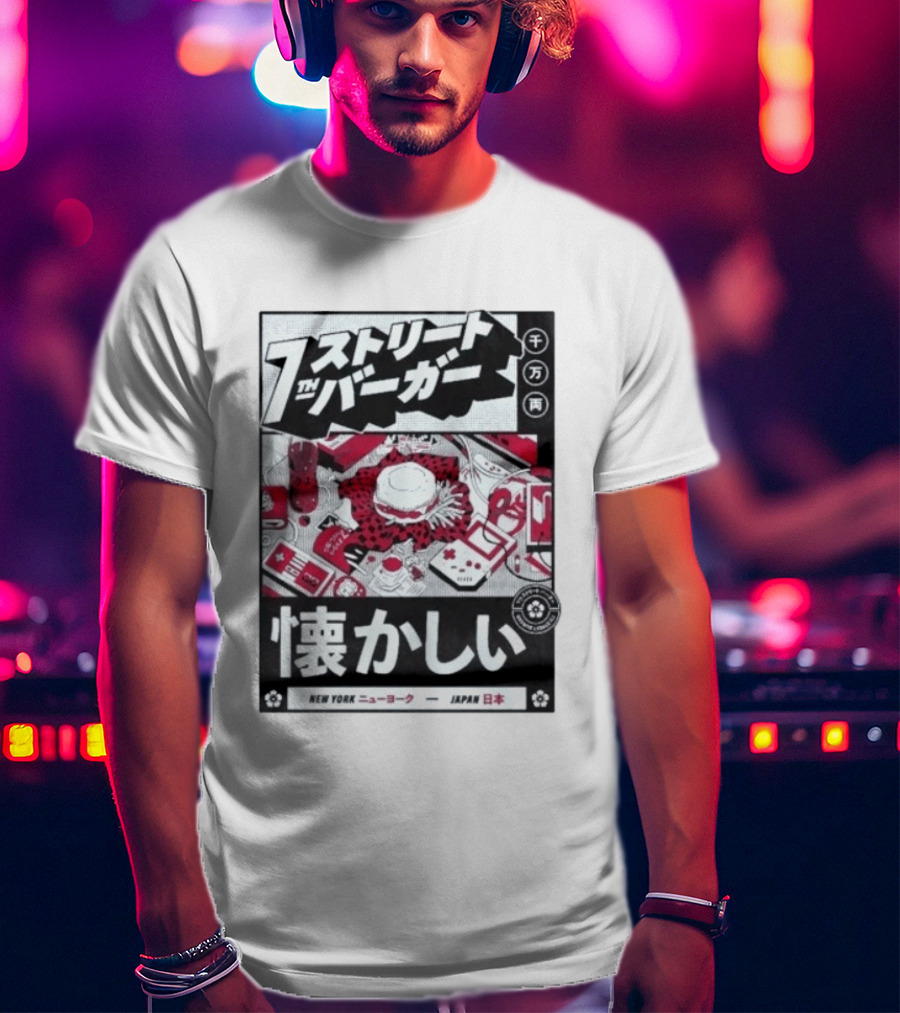 Natsukashii Street Burger New York Japan Retro Gaming T-Shirt