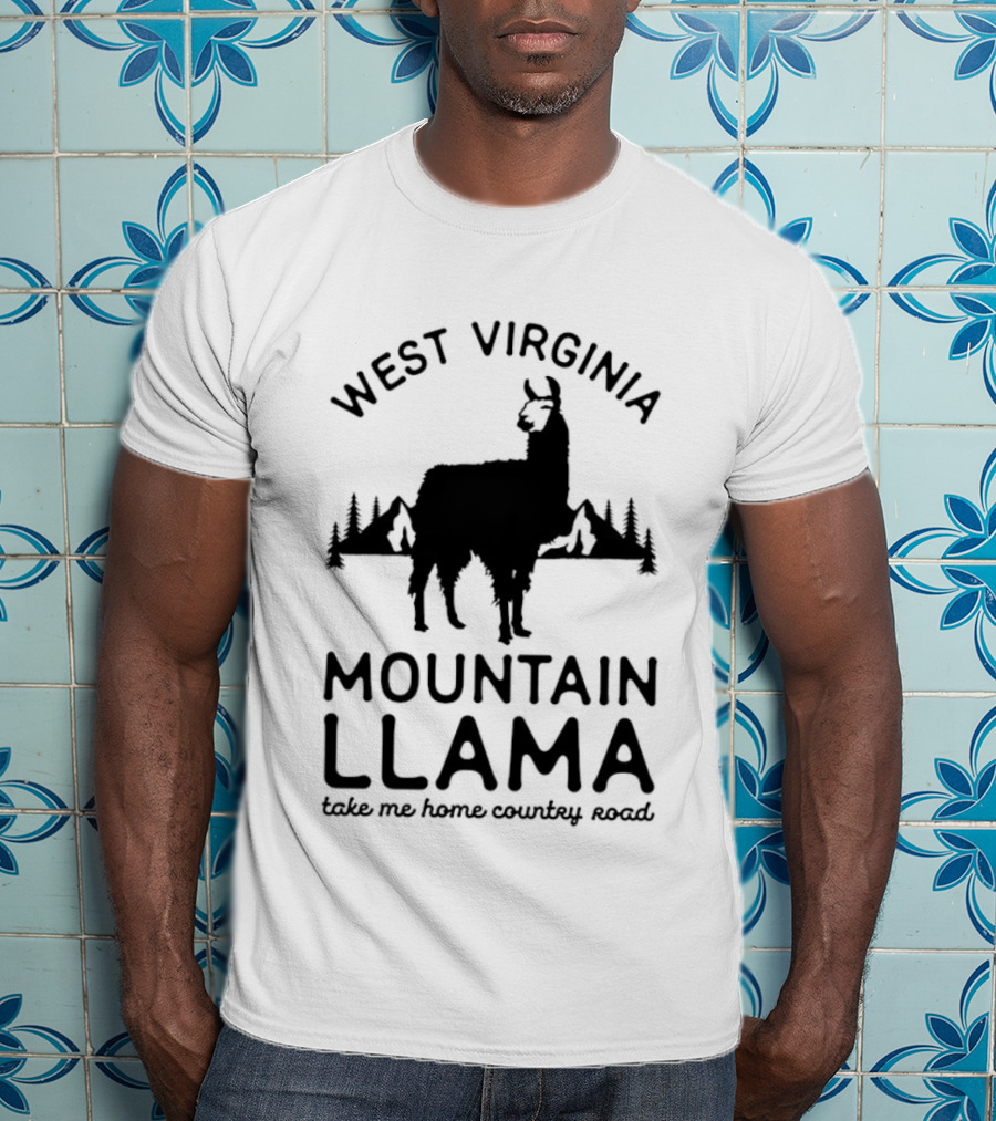 West Virginia Mountain Llama Take Me Home Country Road T-Shirt