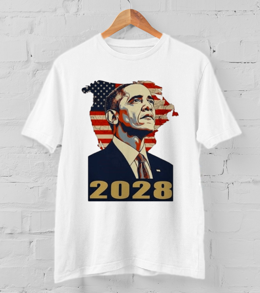 Obama 2028 With American Flag T-Shirt