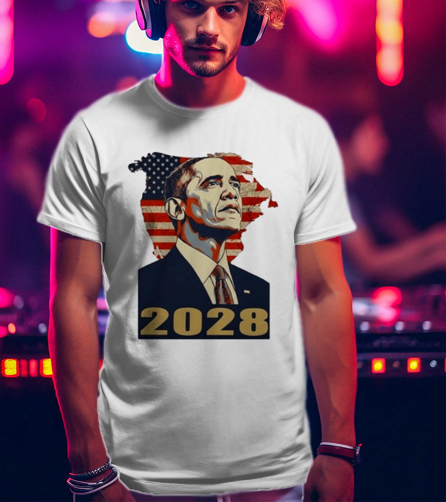 Obama 2028 With American Flag T-Shirt