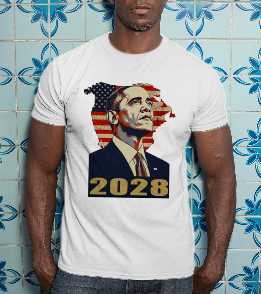 Obama 2028 With American Flag T-Shirt
