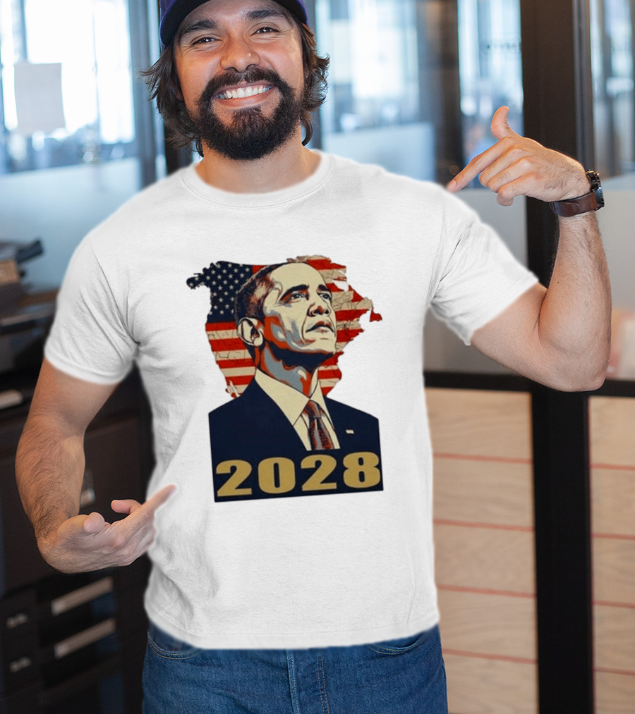 Obama 2028 With American Flag T-Shirt