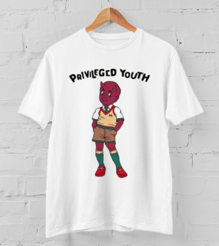 Privileged Youth Cartoon Devil Character Cream Independent Trading Co. Yearbook T-Shirt