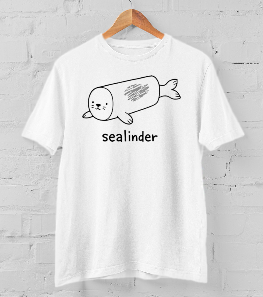 Sealinder Seal Cylinder Pun Animal Cute Drawing T-Shirt