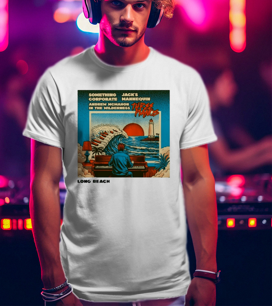 Andrew McMahon Three Pianos Long Beach Concert T-Shirt